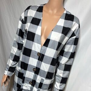 Plaid Black and White Women's Jacket
